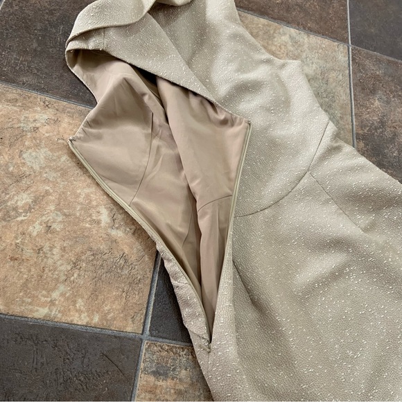 Zac Posen  Wm’s 6 Champagne Textured Career Formal Cocktail Dress V Neck Sheath - Picture 7 of 8
